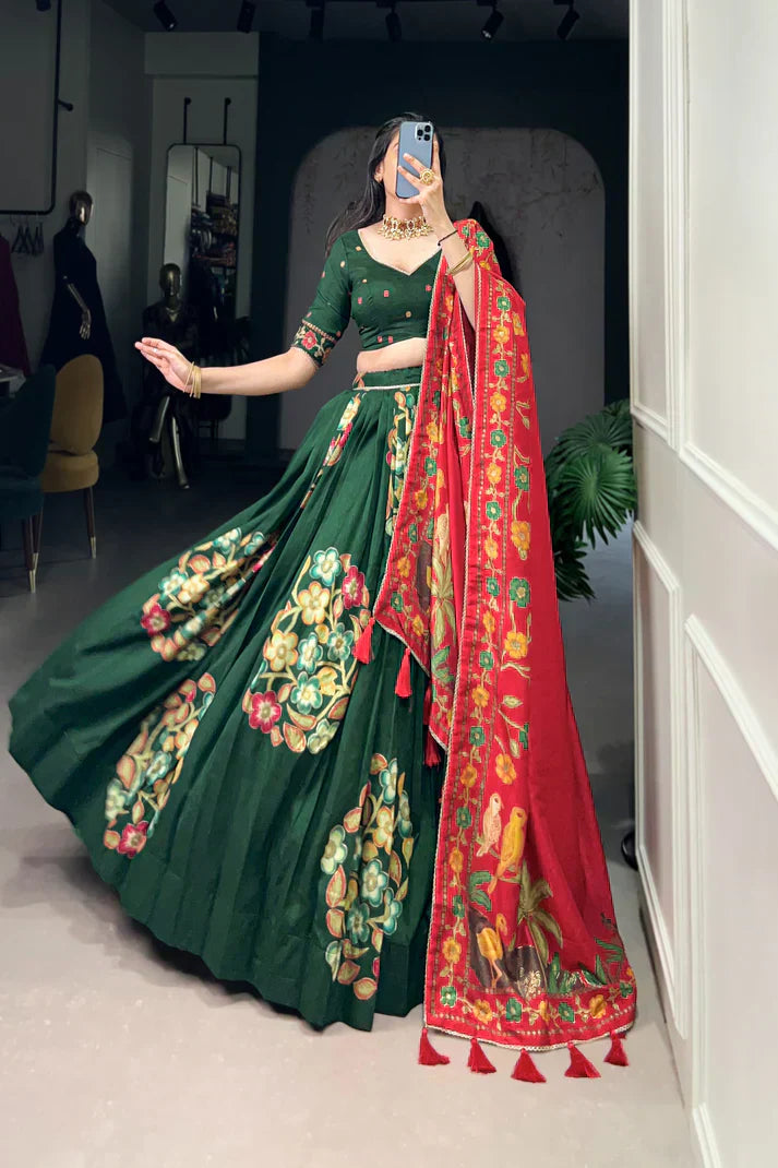 TUSSAR SILK LEHENGA CHOLI WITH DUPATAPFAB164)