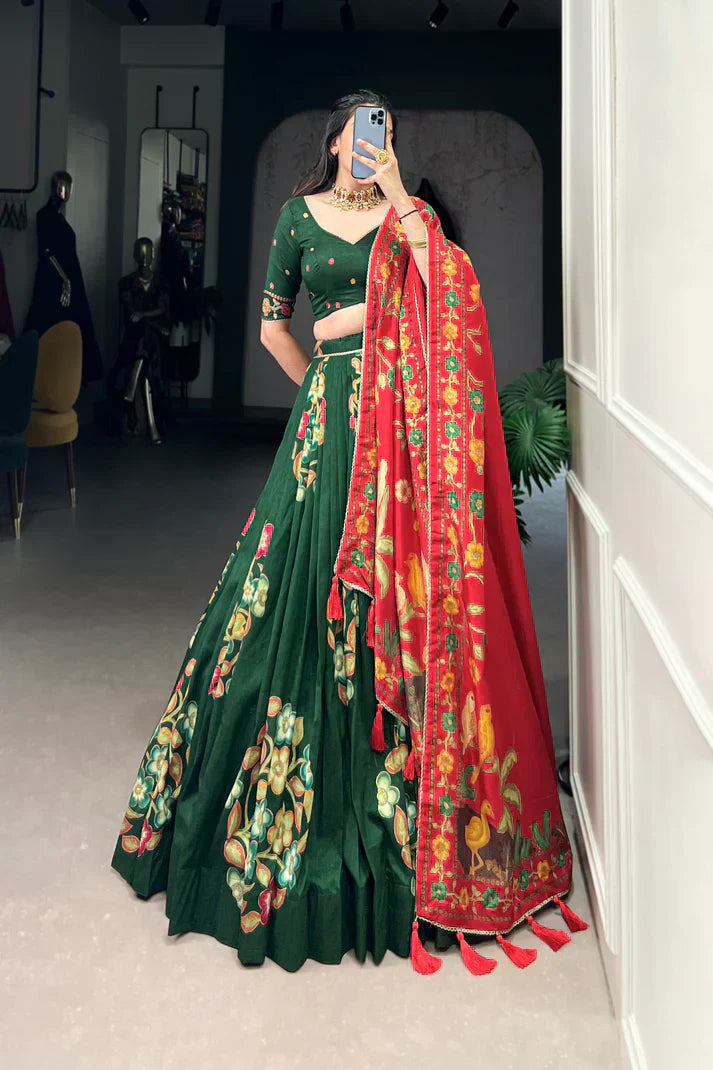 TUSSAR SILK LEHENGA CHOLI WITH DUPATAPFAB164)