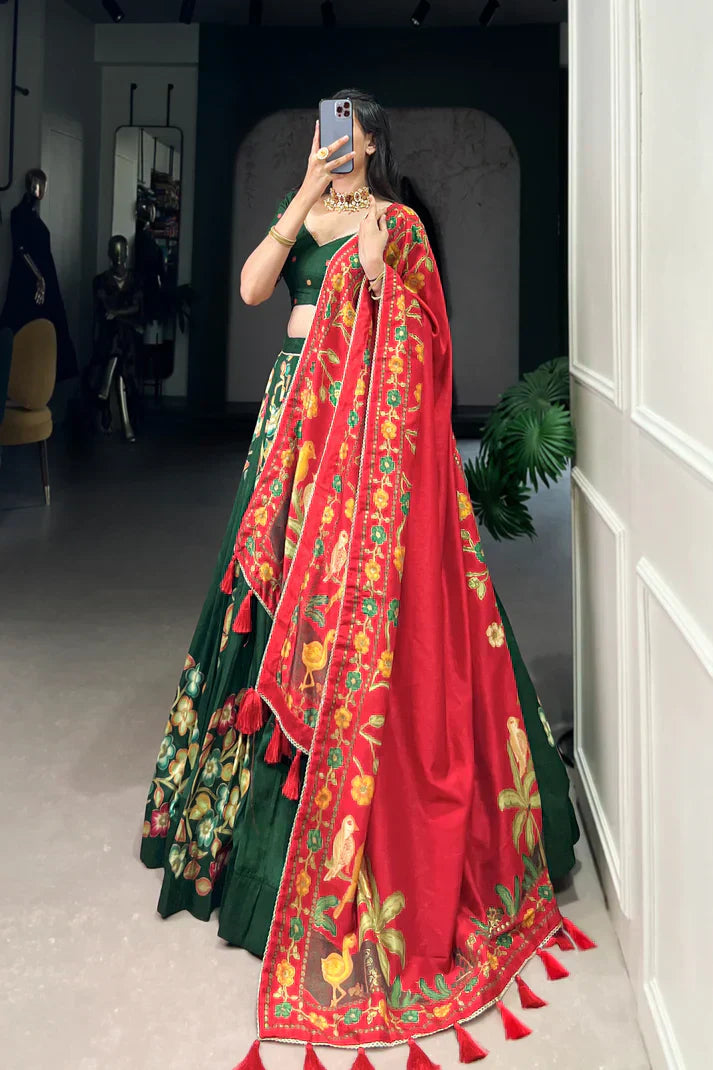 TUSSAR SILK LEHENGA CHOLI WITH DUPATAPFAB164)