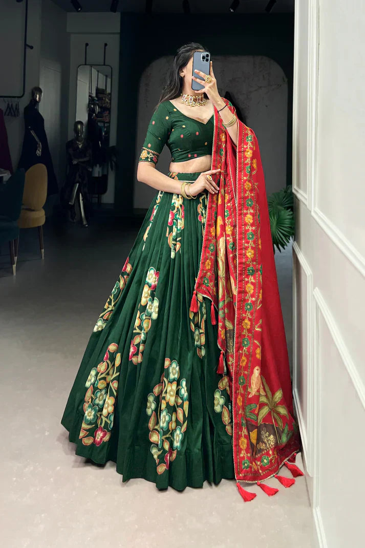 TUSSAR SILK LEHENGA CHOLI WITH DUPATAPFAB164)