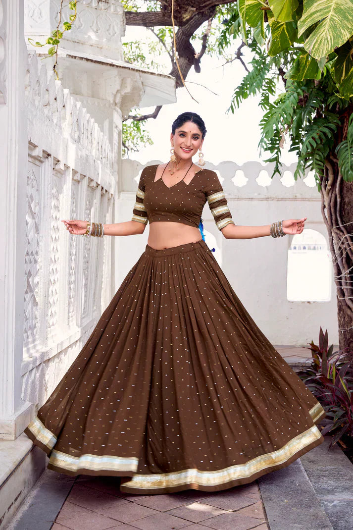 NAVRATRI SPECIAL PURE CHANDERI ZARI WEAVING LEHENGA CHOLI WITH DUPATTAPFAB1191)