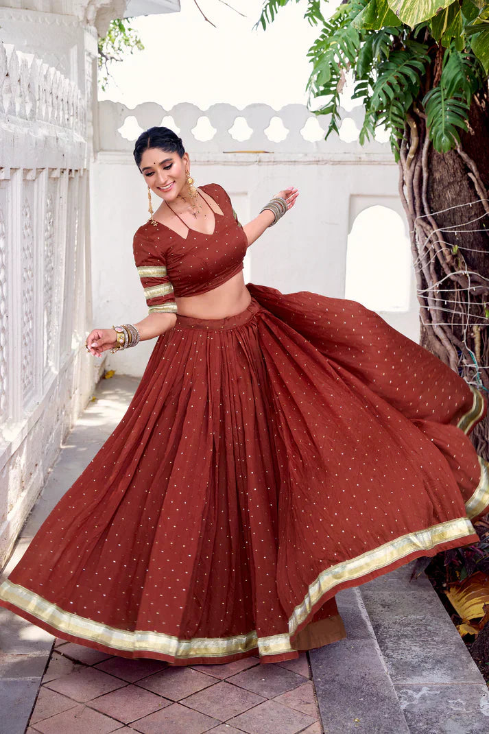 NAVRATRI SPECIAL PURE CHANDERI ZARI WEAVING LEHENGA CHOLI WITH DUPATTAPFAB1191) (03)