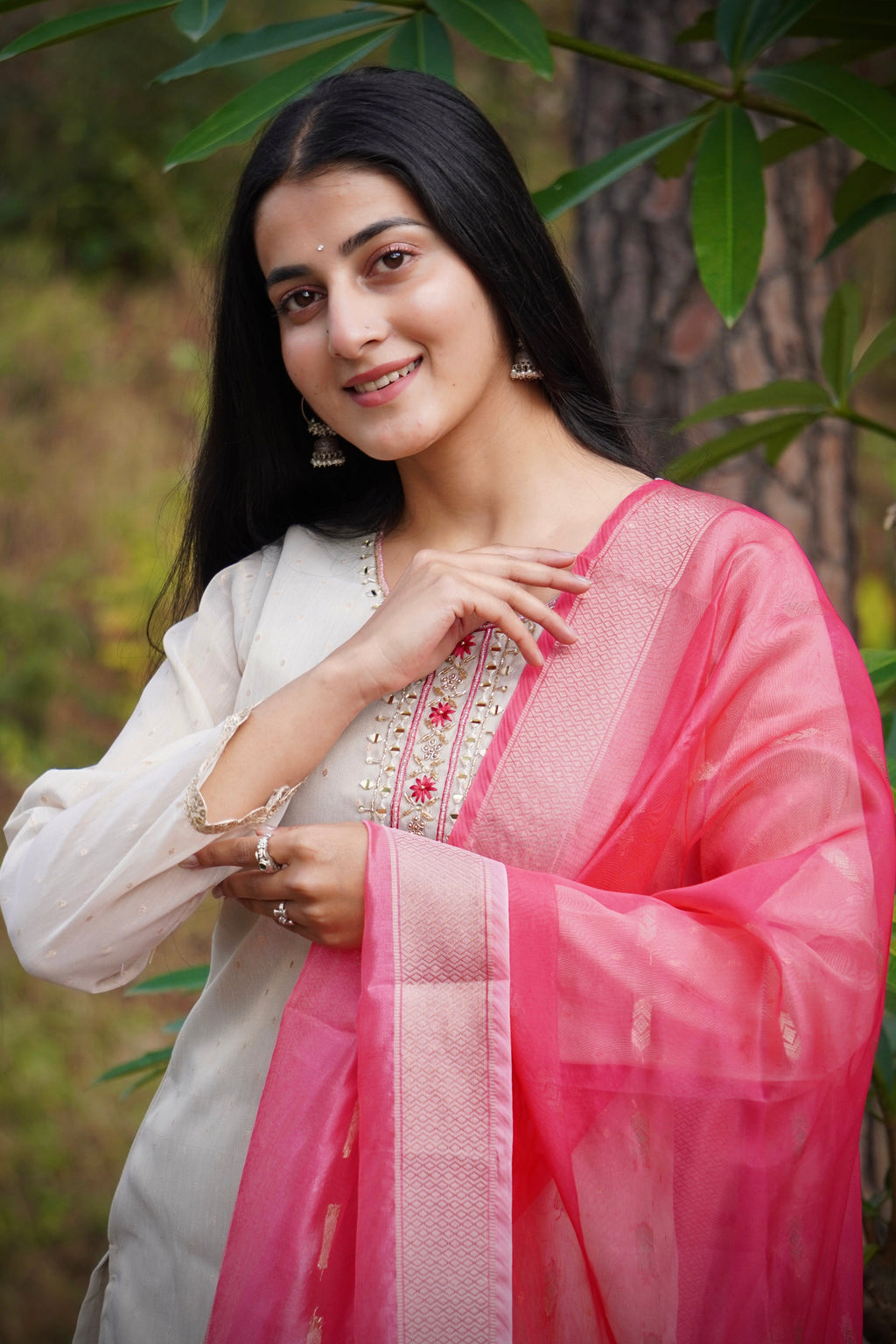 Premium Tissue Shimmer Suit Set Which is Beautifully Decorated With Hand Khatli Work And Original Mirror Work With Butti Pattern(PFAB151)