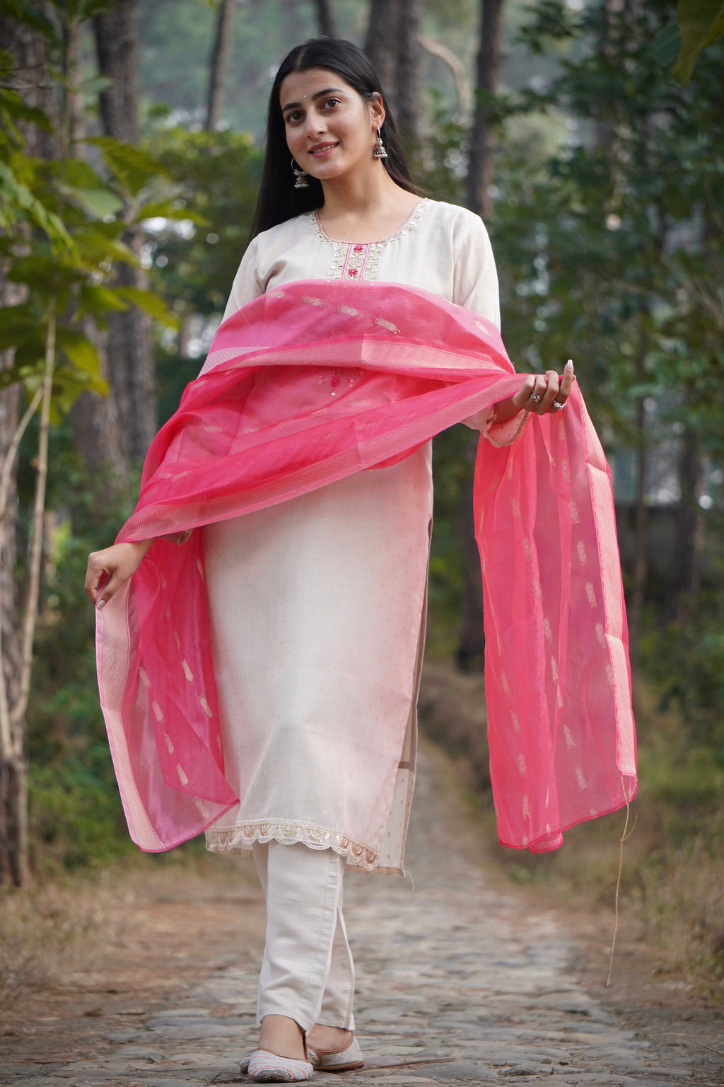 Premium Tissue Shimmer Suit Set Which is Beautifully Decorated With Hand Khatli Work And Original Mirror Work With Butti Pattern(PFAB151)