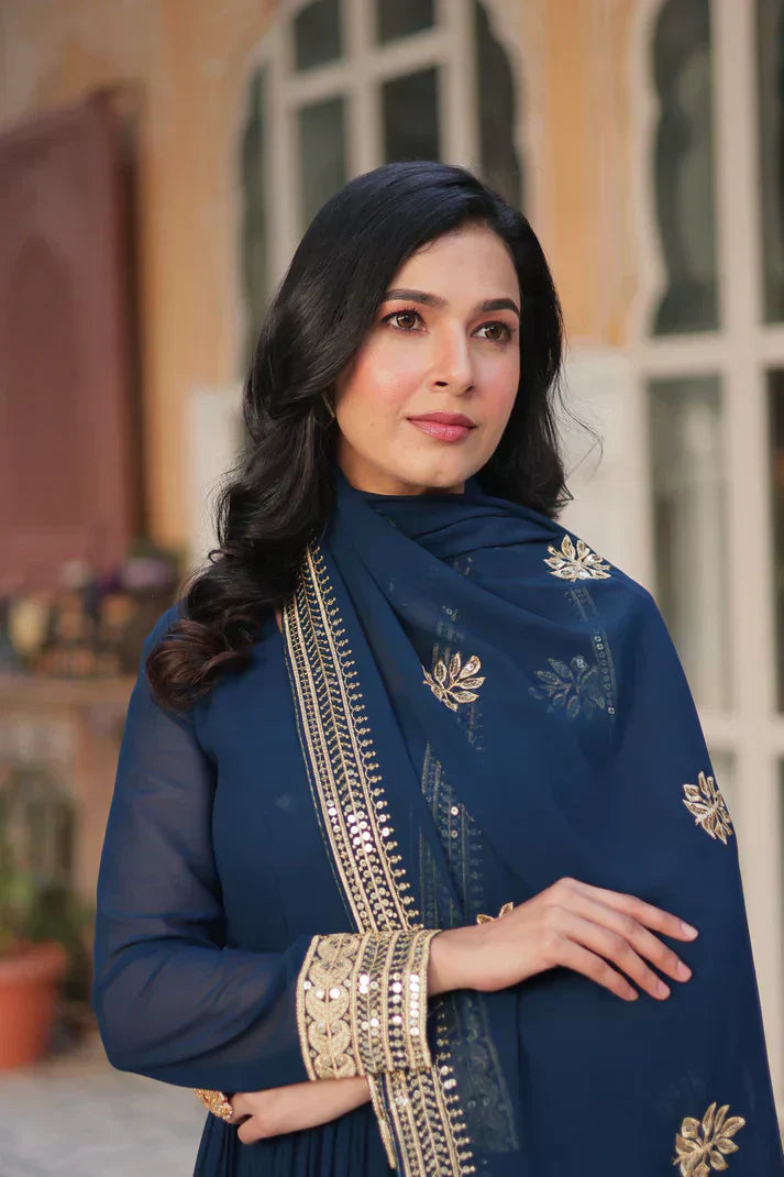 WEDDING SPECIAL FAUX BLOOMING EMBRIDERED GOWN WITH DUPATTAPFAB152)