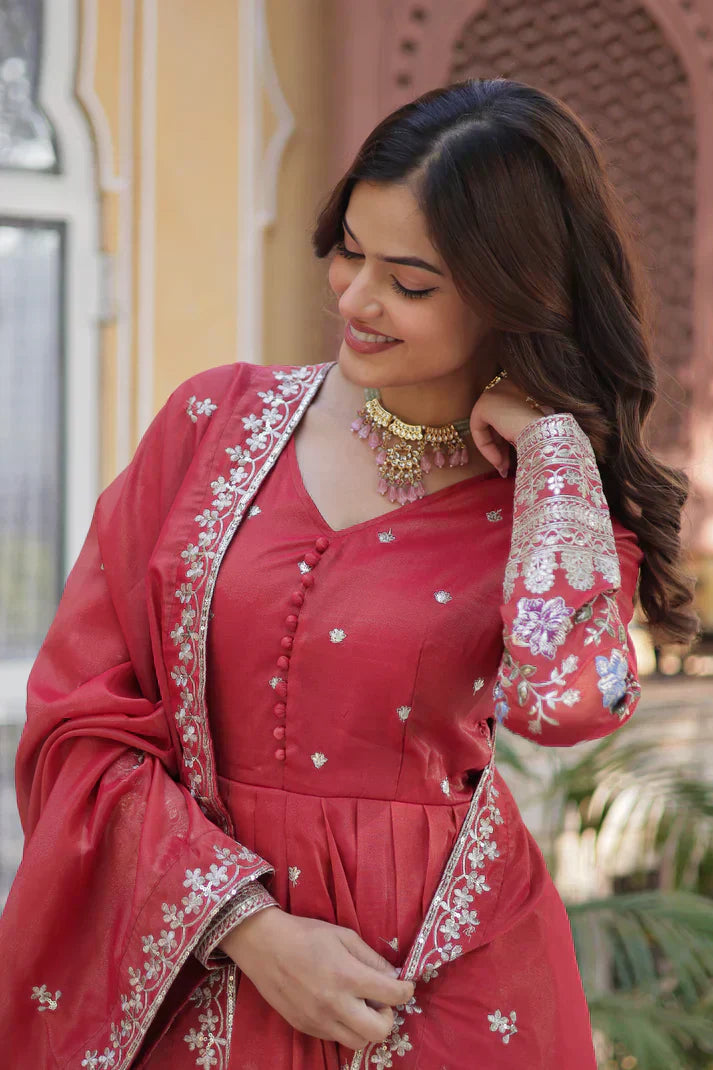 VISCOS COSMOS SEQUINS EMBROIDERED GOWN WITH DUPATTAPFAB172)