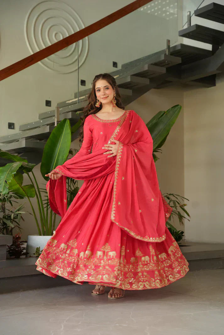 CHINON SEQUANCE EMBROIDERED GOWN WITH DUPATTAPFAB183) (01)