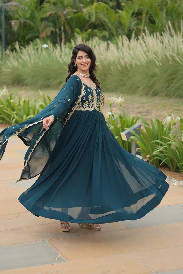 FESTIVAL SPECIAL FAUX BLOOMING SEQUINS EMBROIDERED GOWN WITH DUPATTA PFAB121)