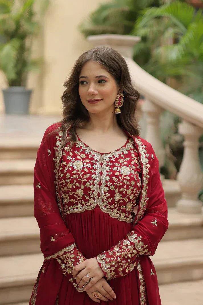 FESTIVAL SPECIAL SEQUINS EMBROIDERES GOWN WITH DUPATTAPFAB113)