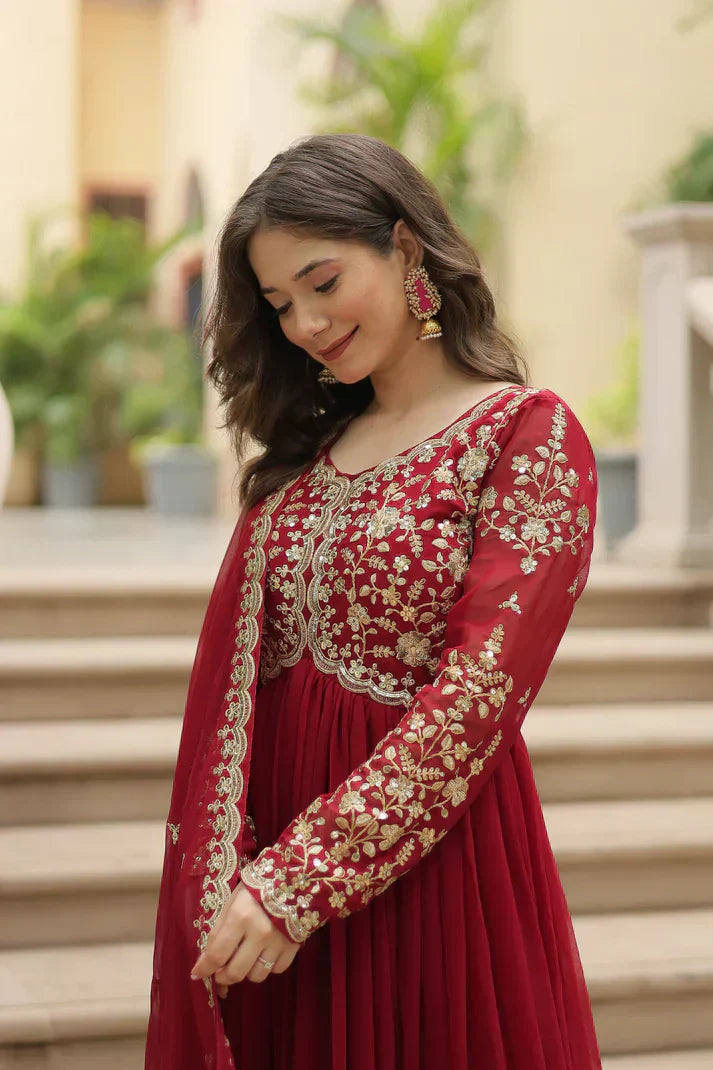 FESTIVAL SPECIAL SEQUINS EMBROIDERES GOWN WITH DUPATTAPFAB113)