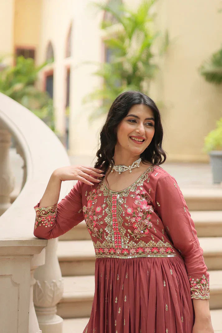 WEDDING SPECIAL FAUX GEORGETTE EMBROIDERED SHARARA WITH DUPATTAPFAB1126)(01)