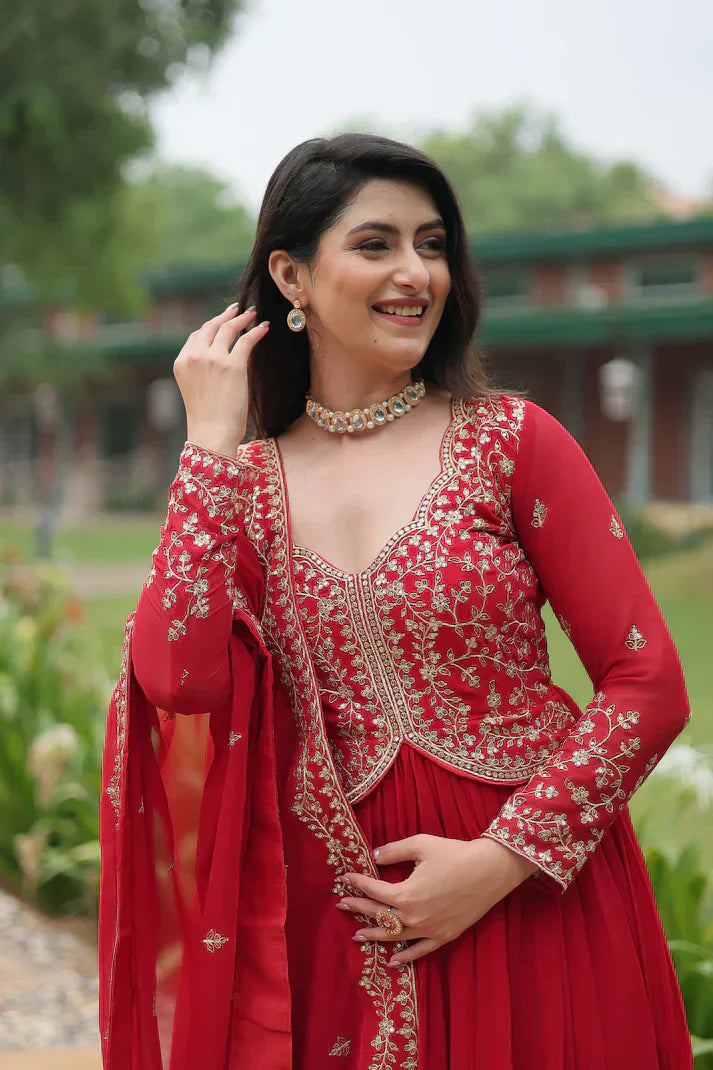 WEDDING SPECIAL FAUX BLOOMING SEQUINS EMBROIDERED GOWN WITH DUPATTAPFAB150) (01)