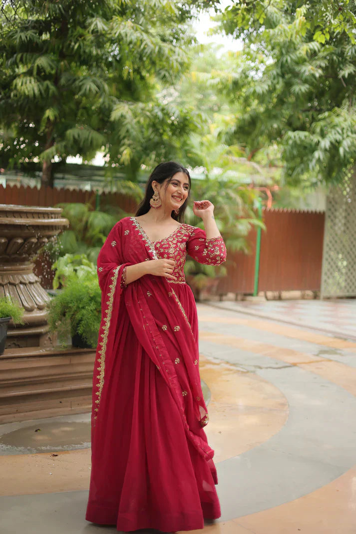 WEDDING SPECIAL SEQUINS EMBROIDERED GOWN WITH DUPATTAPFAB123)