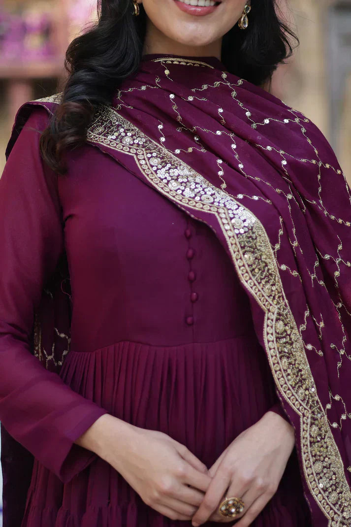 WEDDING SPECOAL STAR GEORGETTE GOWN WITH DUPATTAPFAB154) (03)