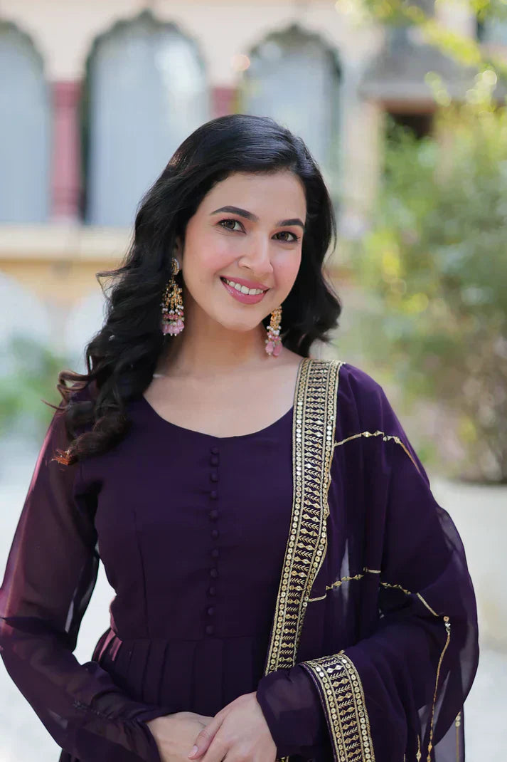 WEDDING SPECIAL FAUX BLOOMING GEORGETTE SEQUINS EMBROIDERD GOWN WITH DUPATTAPFAB157)