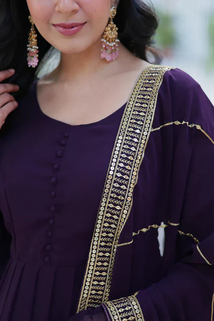 WEDDING SPECIAL FAUX BLOOMING GEORGETTE SEQUINS EMBROIDERD GOWN WITH DUPATTAPFAB157)