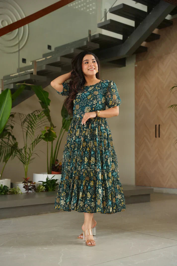 FAUX GEORGETTE PRINTED GOWN FOR SUMMERPFAB179)