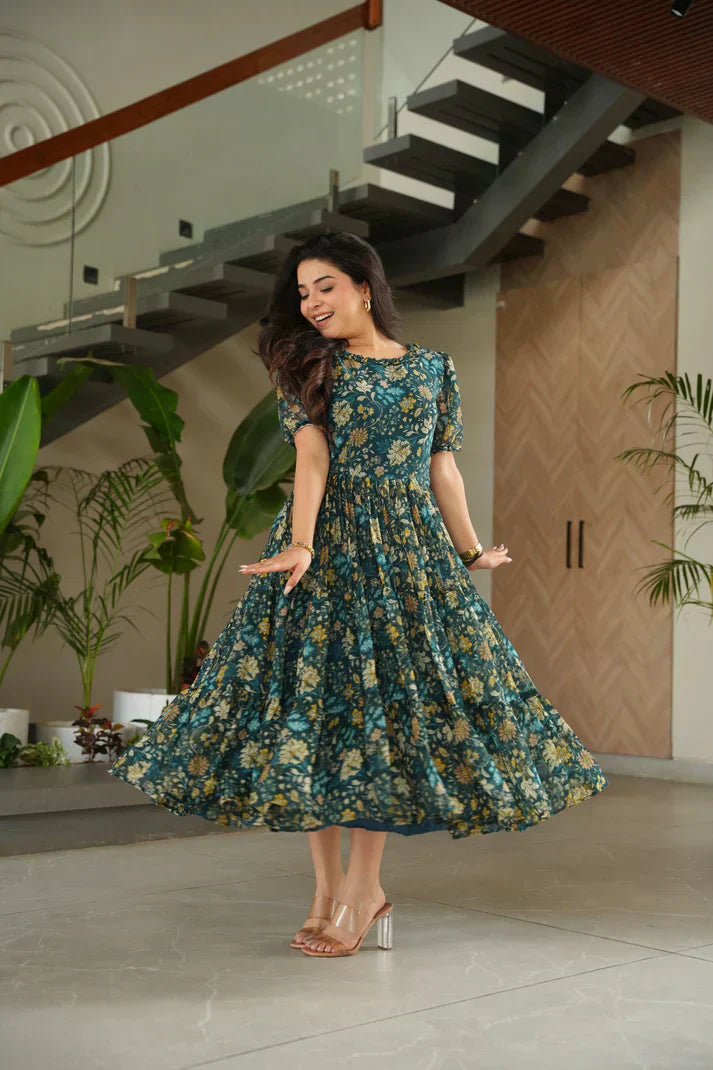 FAUX GEORGETTE PRINTED GOWN FOR SUMMERPFAB179)