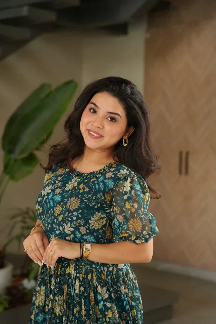 FAUX GEORGETTE PRINTED GOWN FOR SUMMERPFAB179)