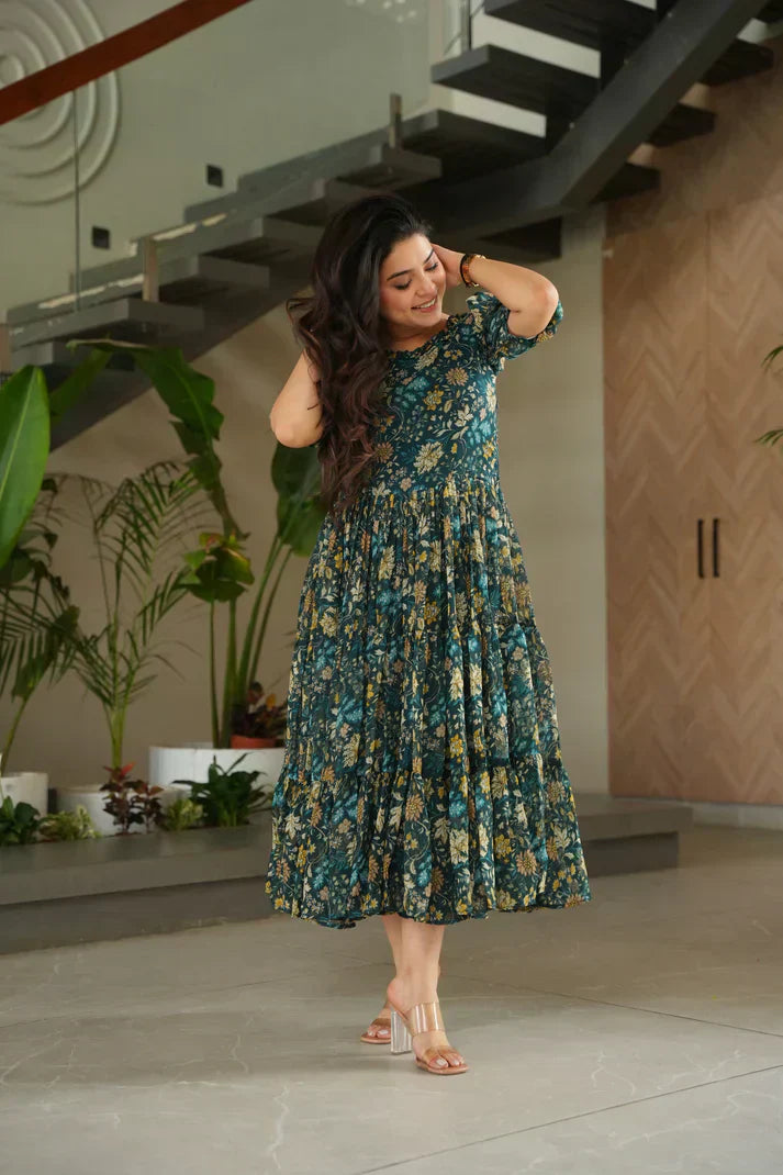FAUX GEORGETTE PRINTED GOWN FOR SUMMERPFAB179)