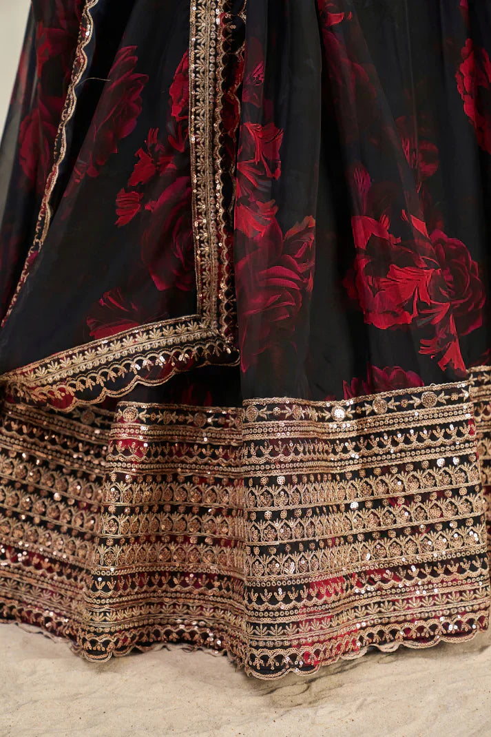 ORGANZA EMBROIDERED LEHENGA CHOLI WITH DUPATTAPFAB184)