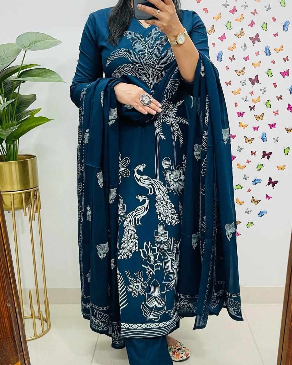 🌹🌹Pure fine Cotton fabric &nbsp; Kurti with Pant with cotton 100-100 Dupatta🌹🌹(PFAB1432)