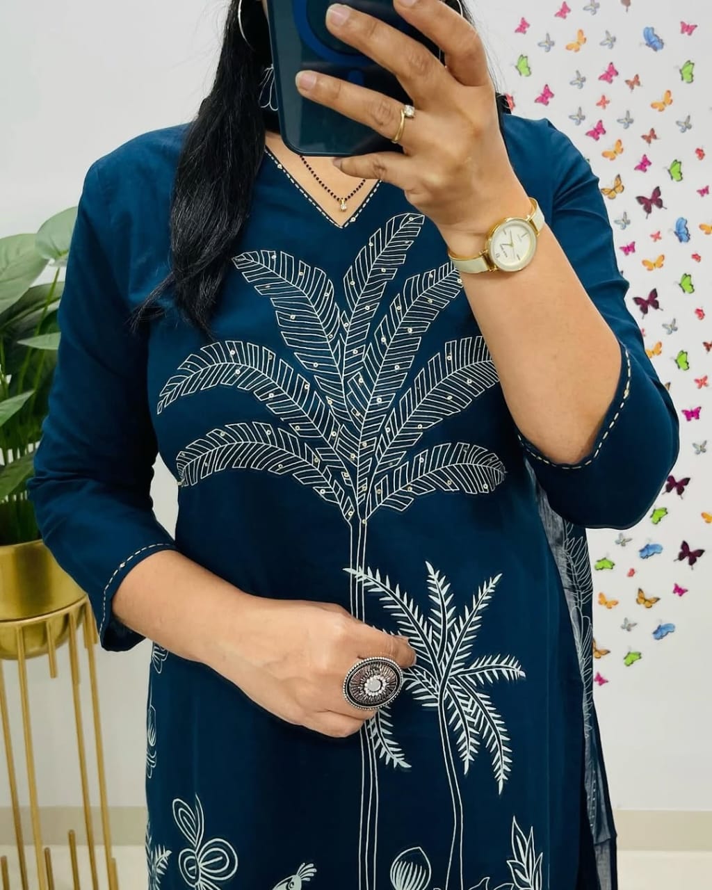 🌹🌹Pure fine Cotton fabric &nbsp; Kurti with Pant with cotton 100-100 Dupatta🌹🌹(PFAB1432)