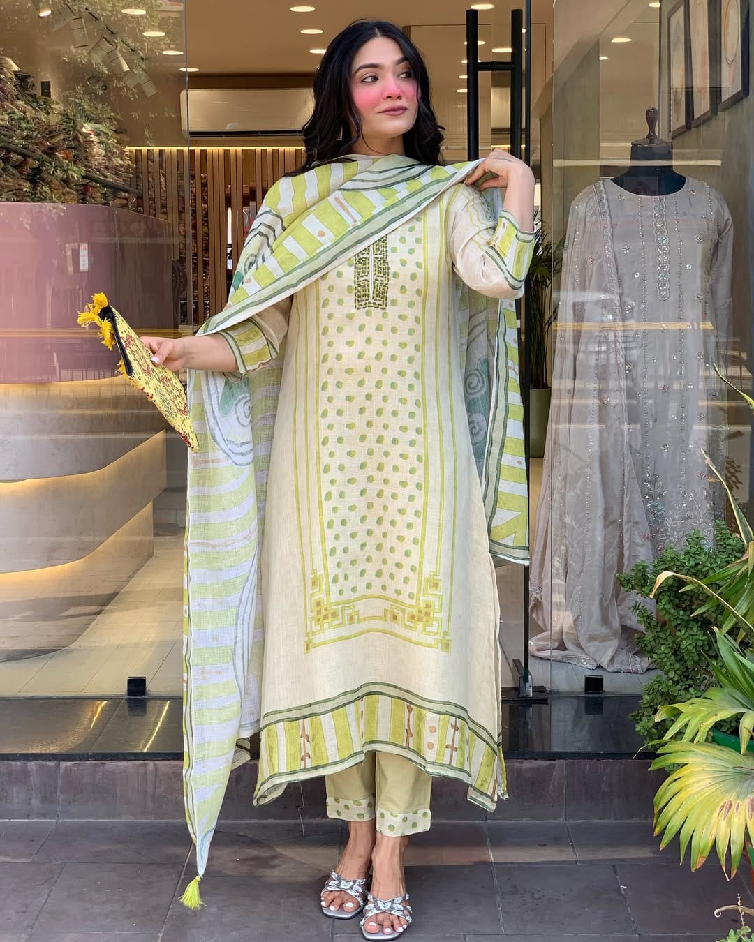 Chanderi-Silk Embroidered  Printed (PFAB1460)