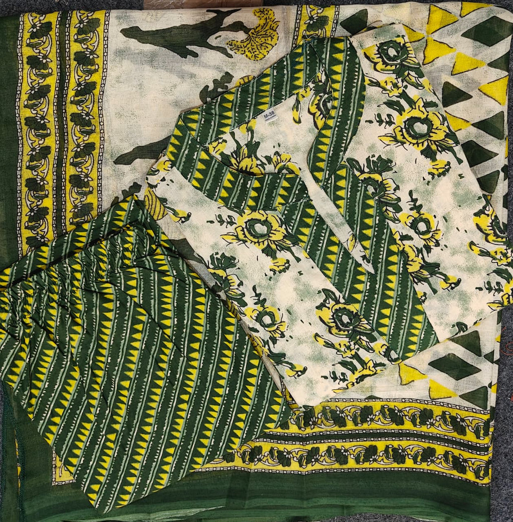 This suit features a stunning combination of light and dark green, and yellow colors(PFAB1469)