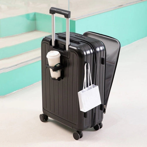 Front Open Luggage Suitcase with Cup Holder and USB Port. - salesmania